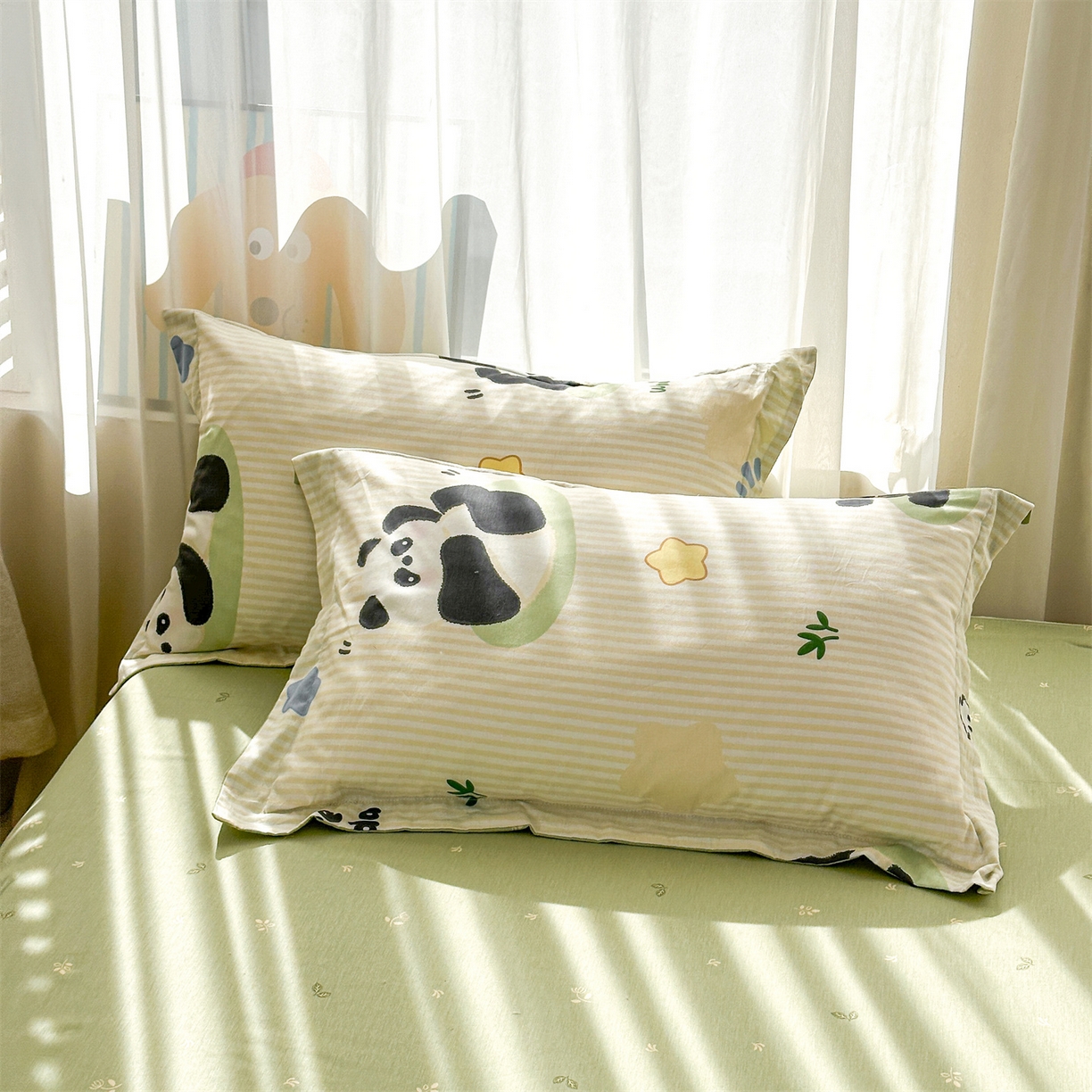 91家纺网 家纺一手货源 找家纺 易博家纺 2026新款小清新款里外全棉纯棉夏被夏凉被空调被 可爱熊猫