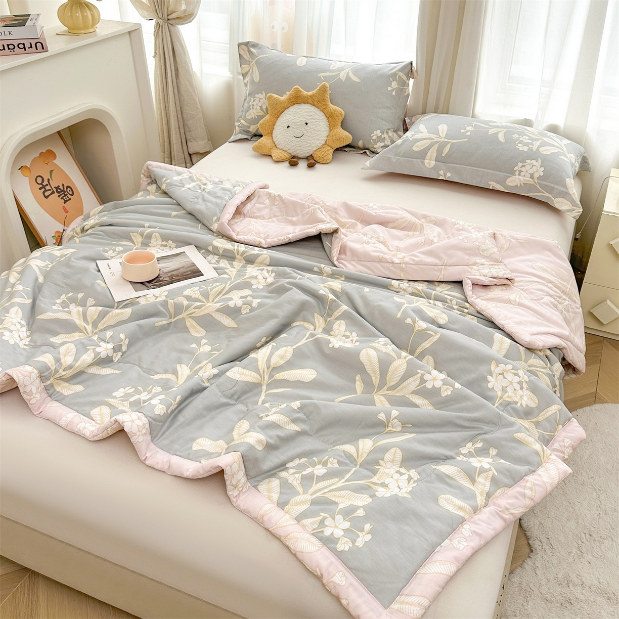 91家纺网 家纺一手货源 找家纺 易博家纺 2026新款小清新款里外全棉纯棉夏被夏凉被空调被 茉之语