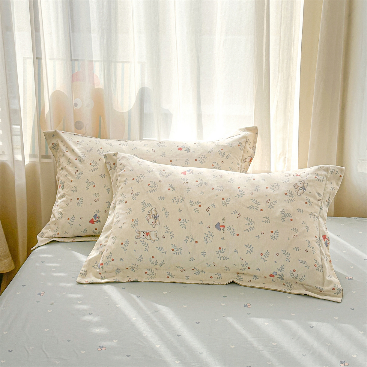 91家纺网 家纺一手货源 找家纺 易博家纺 2026新款小清新款里外全棉纯棉夏被夏凉被空调被 森语小兔