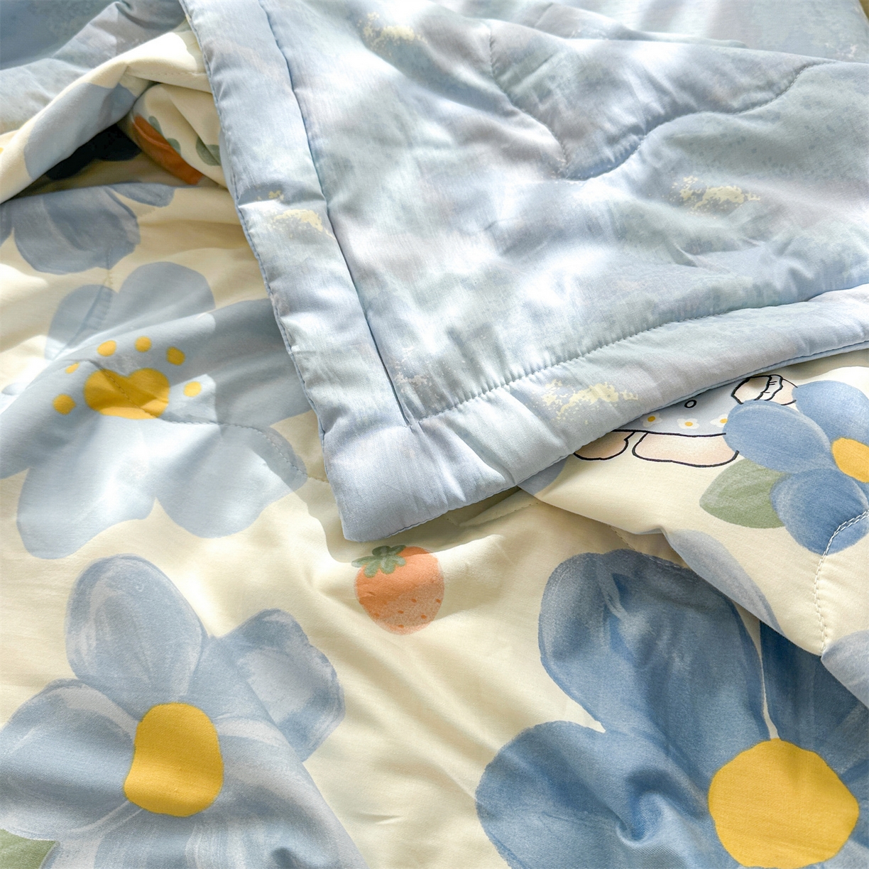 91家纺网 家纺一手货源 找家纺 易博家纺 2026新款小清新款里外全棉纯棉夏被夏凉被空调被 太阳花