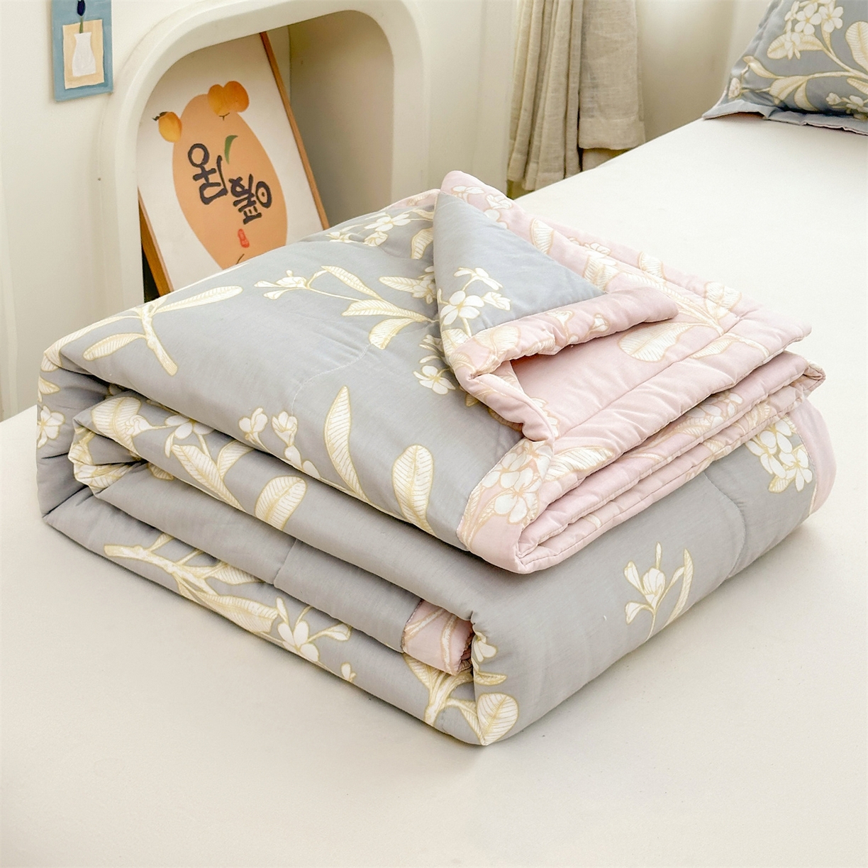 91家纺网 家纺一手货源 找家纺 易博家纺 2026新款小清新款里外全棉纯棉夏被夏凉被空调被 茉之语