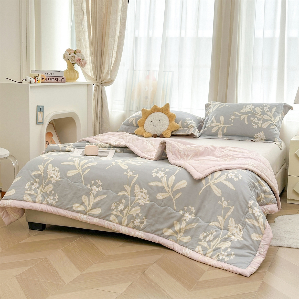 91家纺网 家纺一手货源 找家纺 易博家纺 2026新款小清新款里外全棉纯棉夏被夏凉被空调被 茉之语