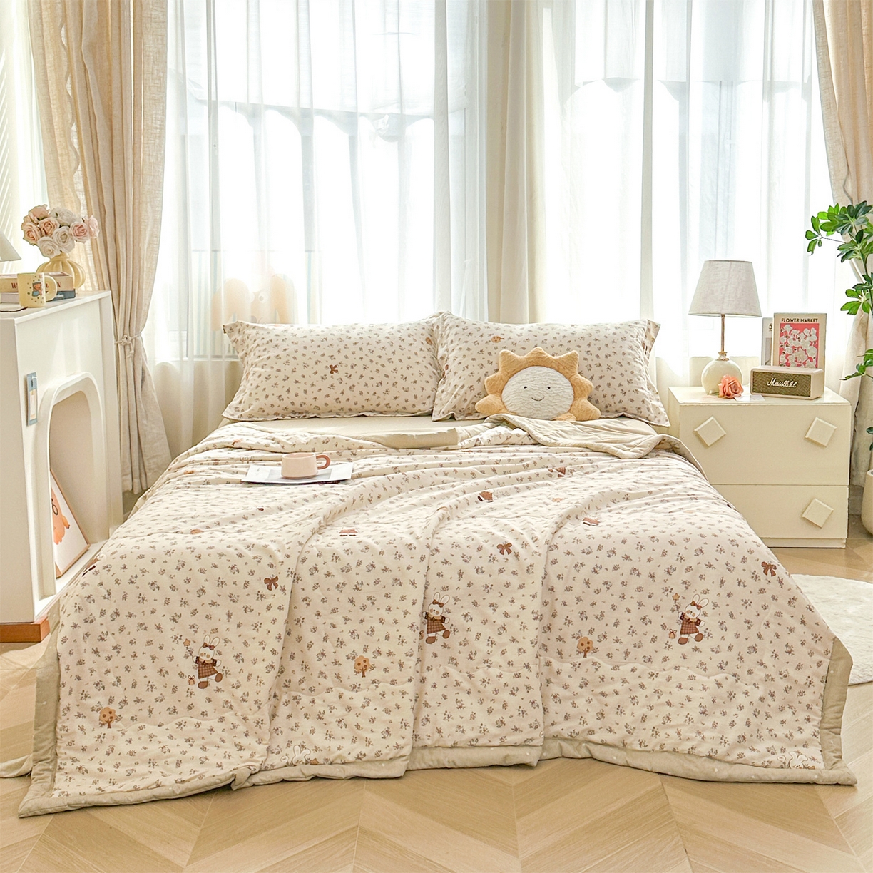 91家纺网 家纺一手货源 找家纺 易博家纺 2026新款小清新款里外全棉纯棉夏被夏凉被空调被 梦都繁花