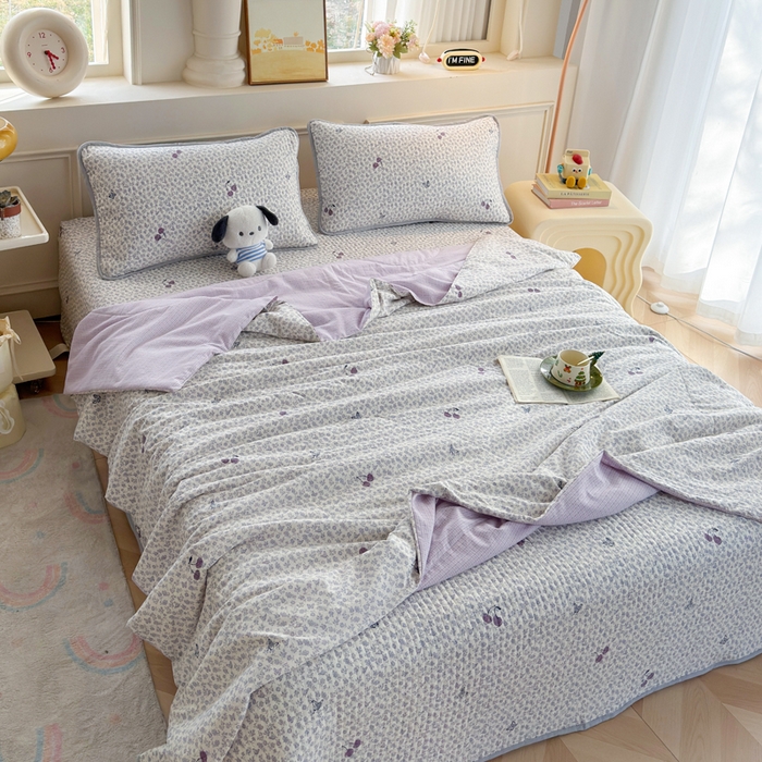 91家纺网 家纺一手货源 找家纺 （总）云玲时尚 2026新款古法水洗棉夏被床盖四件套