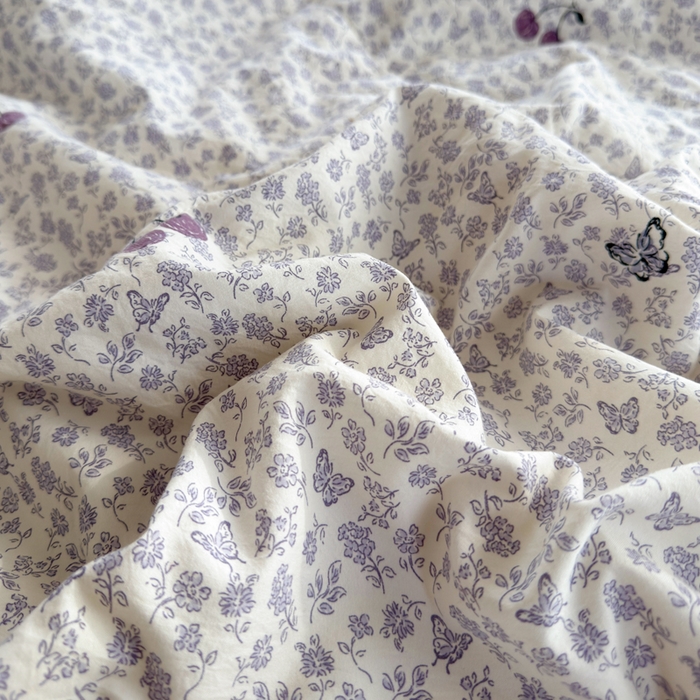 91家纺网 家纺一手货源 找家纺 云玲时尚 2026新款古法水洗棉夏被床盖四件套 半亩花棠