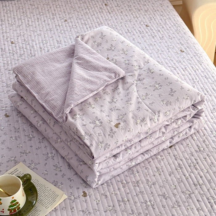 云玲时尚 2026新款古法水洗棉夏被床盖四件套 初禾