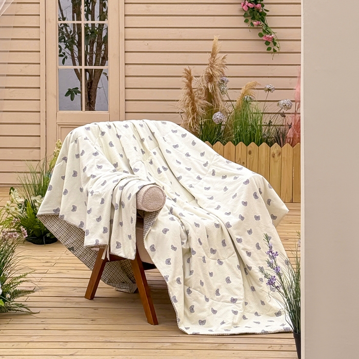 91家纺网 家纺一手货源 找家纺 云玲时尚 2026新款古法水洗棉夏被床盖四件套 蝶梦