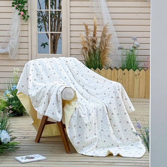 91家纺网 家纺一手货源 找家纺 云玲时尚 2026新款古法水洗棉夏被床盖四件套 好多小象