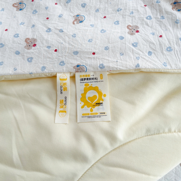 91家纺网 家纺一手货源 找家纺 云玲时尚 2026新款古法水洗棉夏被床盖四件套 好多小象