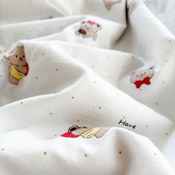 91家纺网 家纺一手货源 找家纺 云玲时尚 2026新款古法水洗棉夏被床盖四件套 可爱熊
