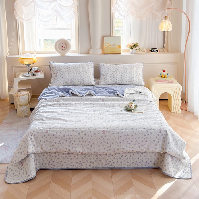 91家纺网 家纺一手货源 找家纺 云玲时尚 2026新款古法水洗棉夏被床盖四件套 童梦国