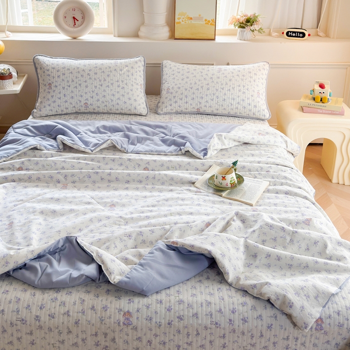 91家纺网 家纺一手货源 找家纺 云玲时尚 2026新款古法水洗棉夏被床盖四件套 童梦国