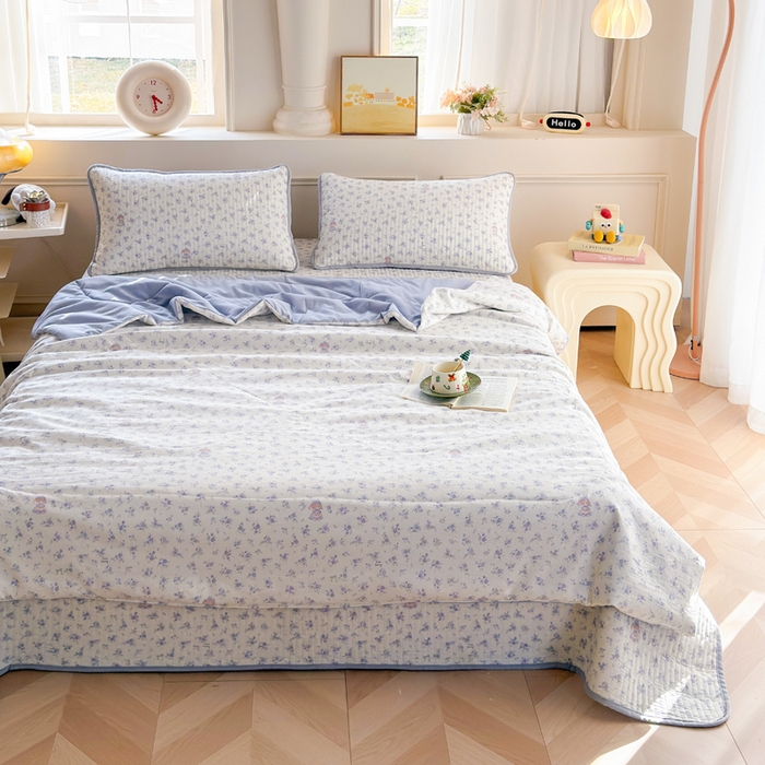 91家纺网 家纺一手货源 找家纺 云玲时尚 2026新款古法水洗棉夏被床盖四件套 童梦国