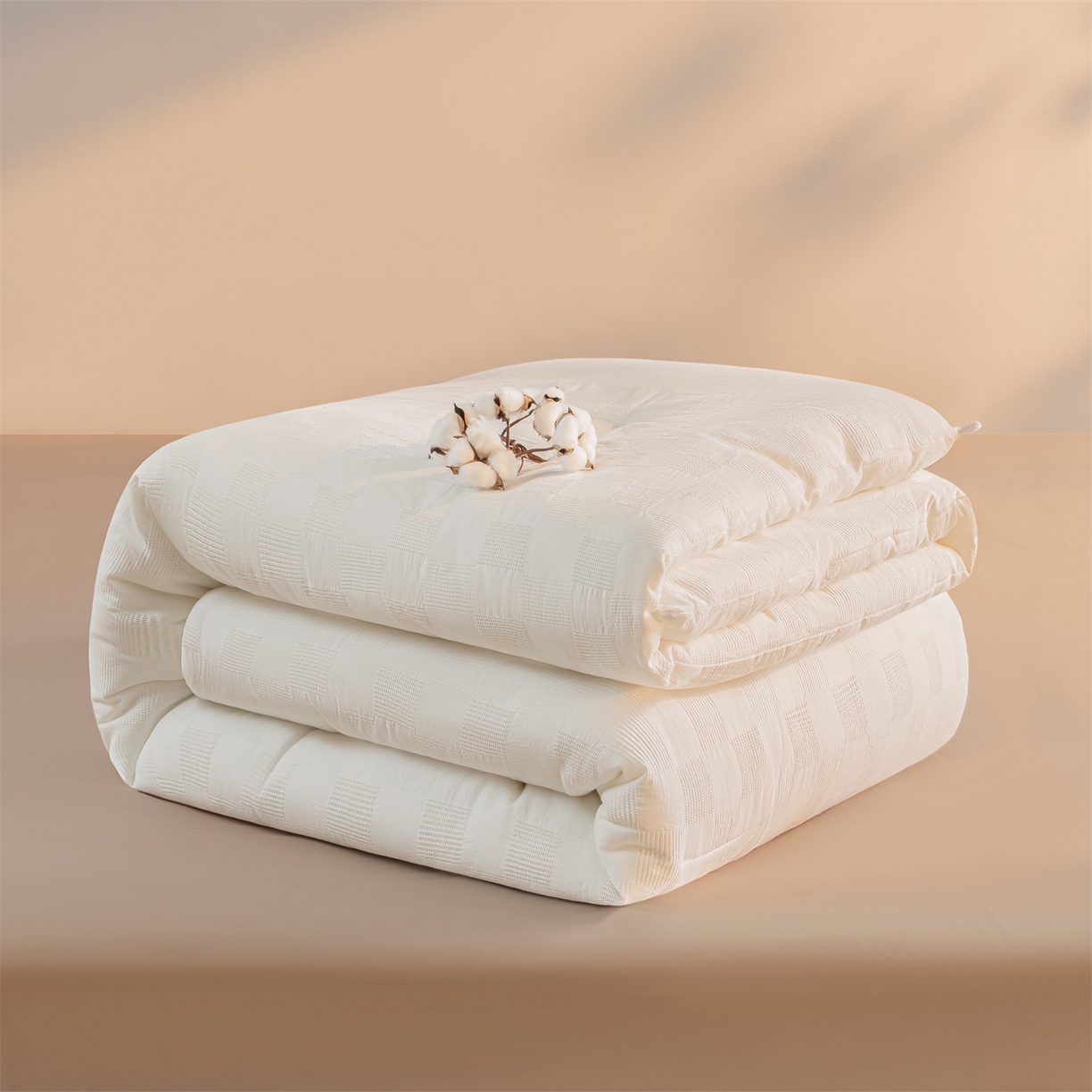 91家纺网 家纺一手货源 找家纺 锦尚坊被芯馆 2026新款大提花全棉纯棉21%大豆被春秋被加厚冬被被子被芯直播包质检 米白色