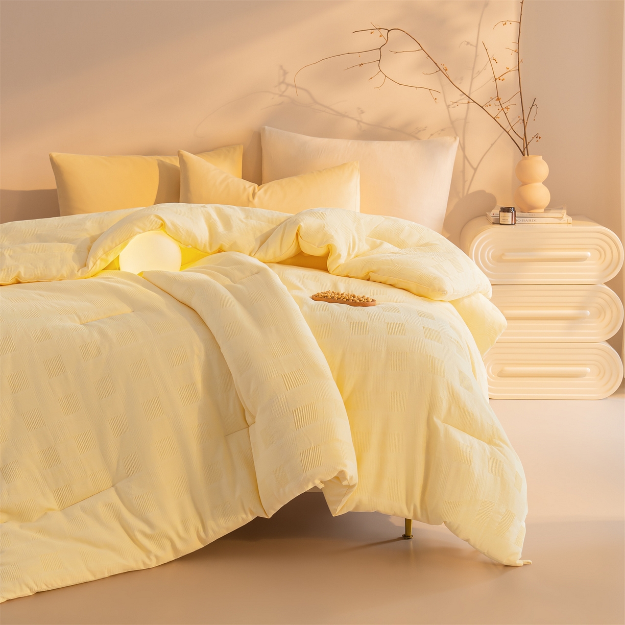 91家纺网 家纺一手货源 找家纺 锦尚坊被芯馆 2026新款大提花全棉纯棉21%大豆被春秋被加厚冬被被子被芯直播包质检 金黄色