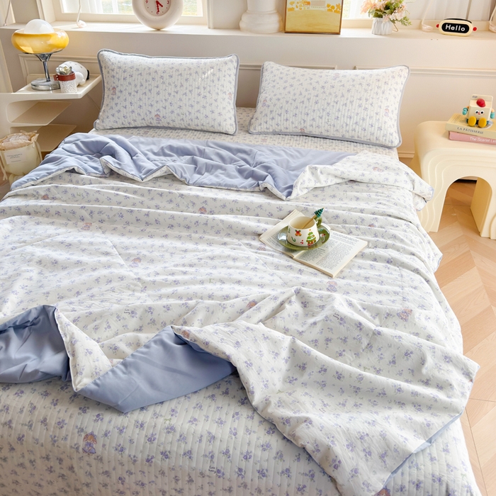 91家纺网 家纺一手货源 找家纺 云玲时尚 2026新款古法水洗棉夏被床盖四件套 童梦国