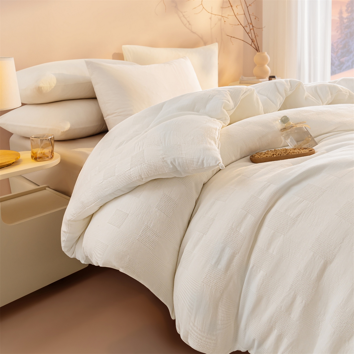 91家纺网 家纺一手货源 找家纺 锦尚坊被芯馆 2026新款大提花全棉纯棉21%大豆被春秋被加厚冬被被子被芯直播包质检 米白色