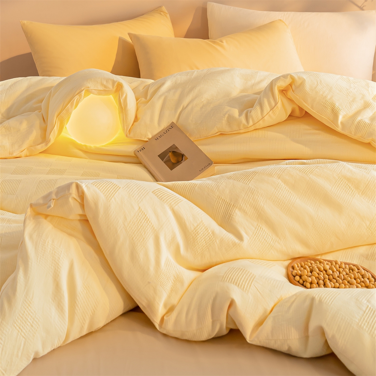 91家纺网 家纺一手货源 找家纺 锦尚坊被芯馆 2026新款大提花全棉纯棉21%大豆被春秋被加厚冬被被子被芯直播包质检 金黄色