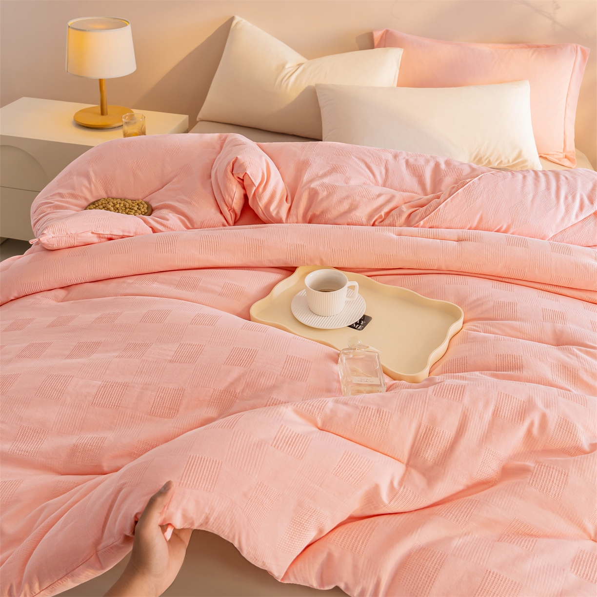 91家纺网 家纺一手货源 找家纺 锦尚坊被芯馆 2026新款大提花全棉纯棉21%大豆被春秋被加厚冬被被子被芯直播包质检 玉色