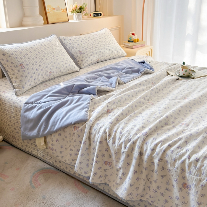 91家纺网 家纺一手货源 找家纺 云玲时尚 2026新款古法水洗棉夏被床盖四件套 童梦国