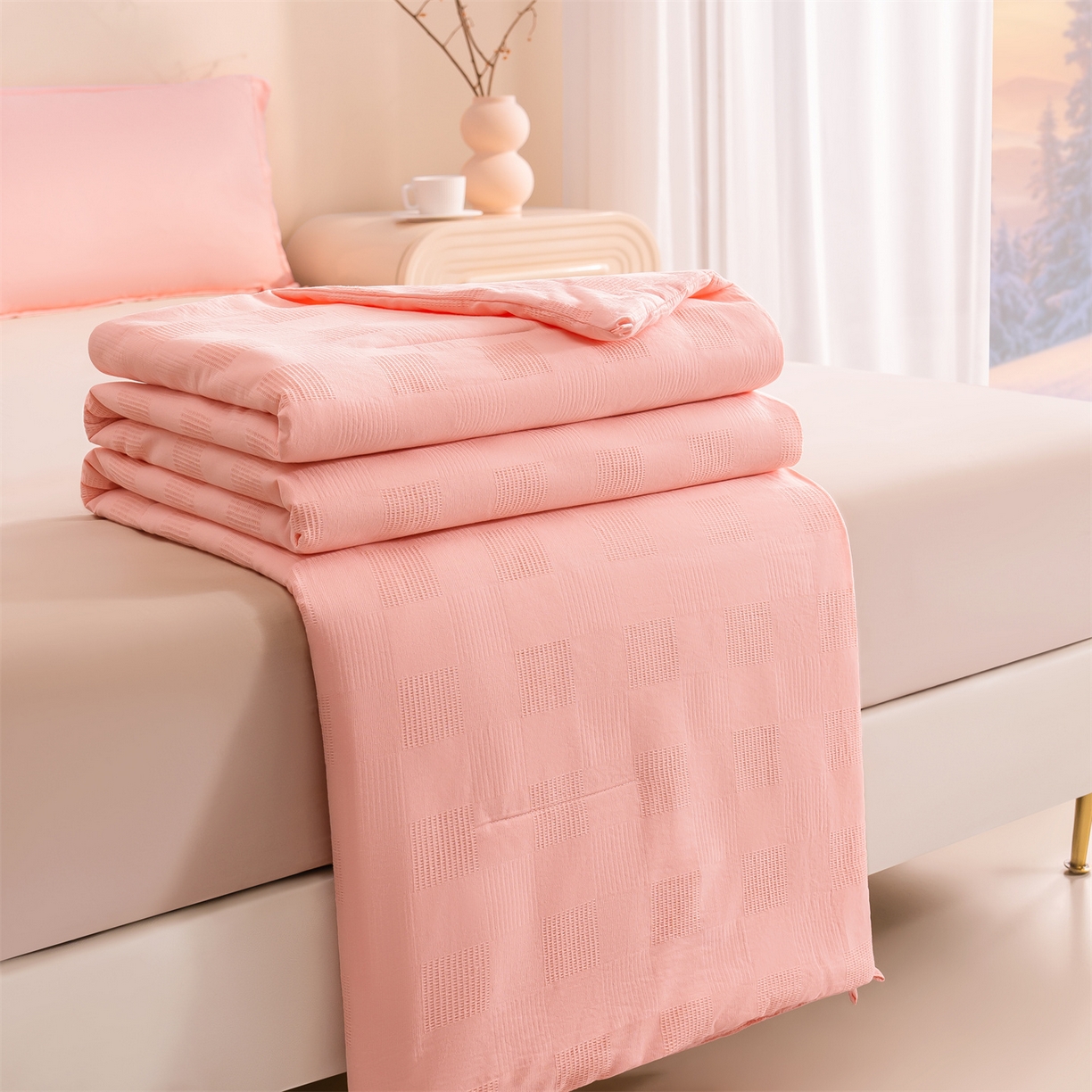 91家纺网 家纺一手货源 找家纺 锦尚坊被芯馆 2026新款大提花全棉纯棉21%大豆被春秋被加厚冬被被子被芯直播包质检 玉色