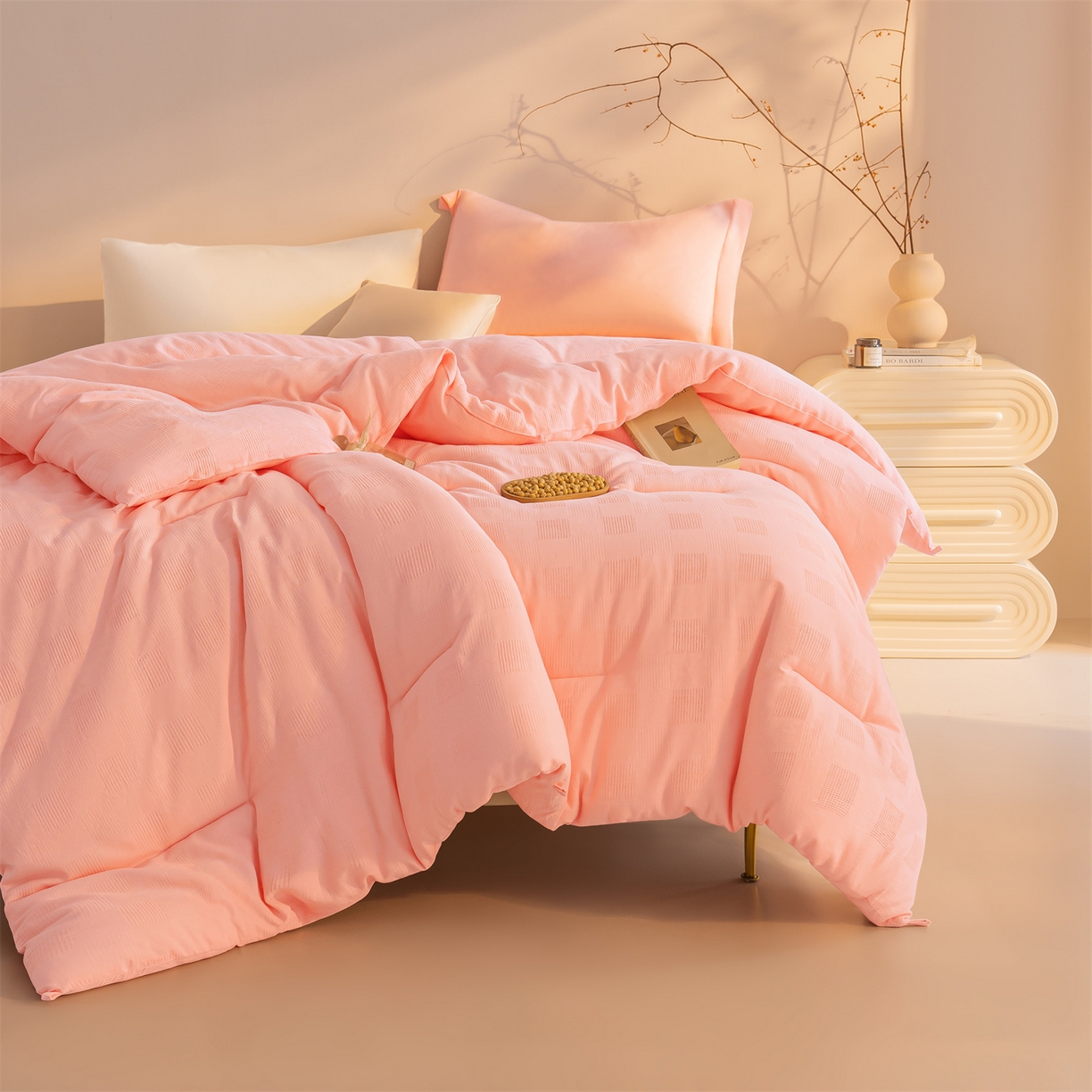 91家纺网 家纺一手货源 找家纺 锦尚坊被芯馆 2026新款大提花全棉纯棉21%大豆被春秋被加厚冬被被子被芯直播包质检 玉色