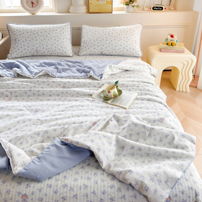 91家纺网 家纺一手货源 找家纺 云玲时尚 2026新款古法水洗棉夏被床盖四件套 童梦国