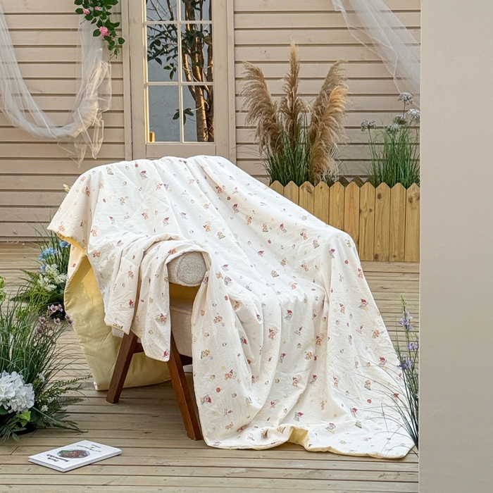 91家纺网 家纺一手货源 找家纺 云玲时尚 2026新款古法水洗棉夏被床盖四件套 星星人