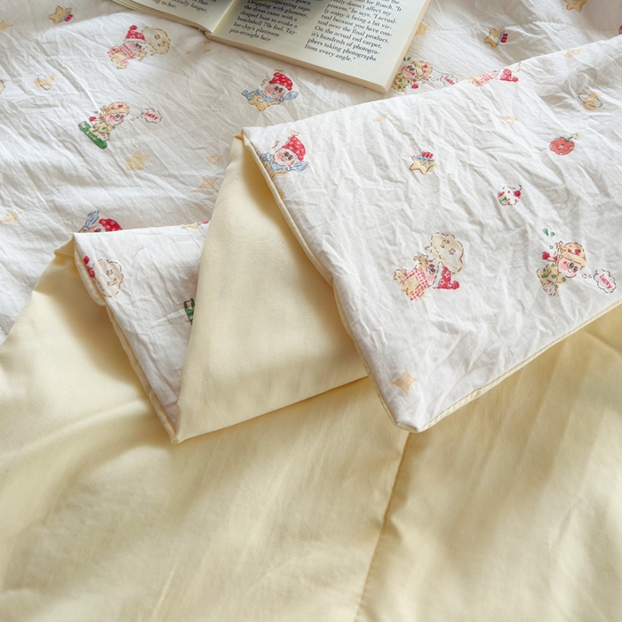 91家纺网 家纺一手货源 找家纺 云玲时尚 2026新款古法水洗棉夏被床盖四件套 星星人