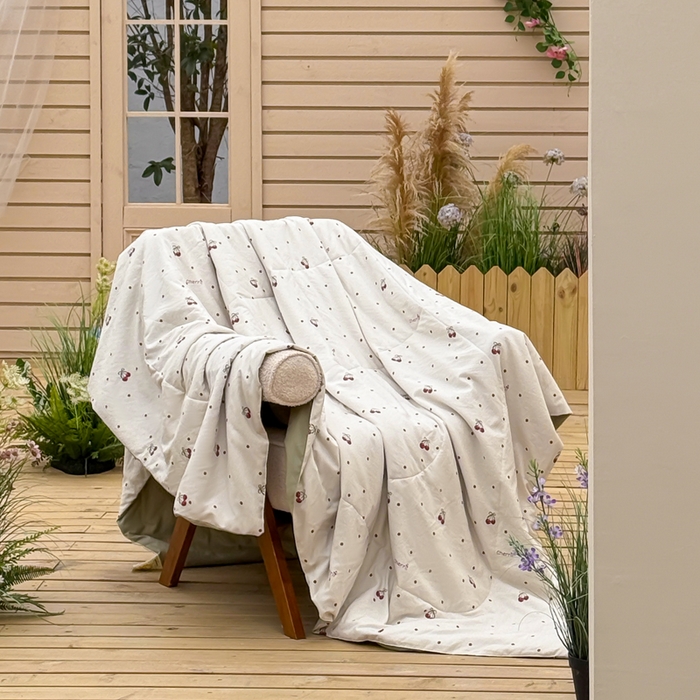 91家纺网 家纺一手货源 找家纺 云玲时尚 2026新款古法水洗棉夏被床盖四件套 樱桃绿