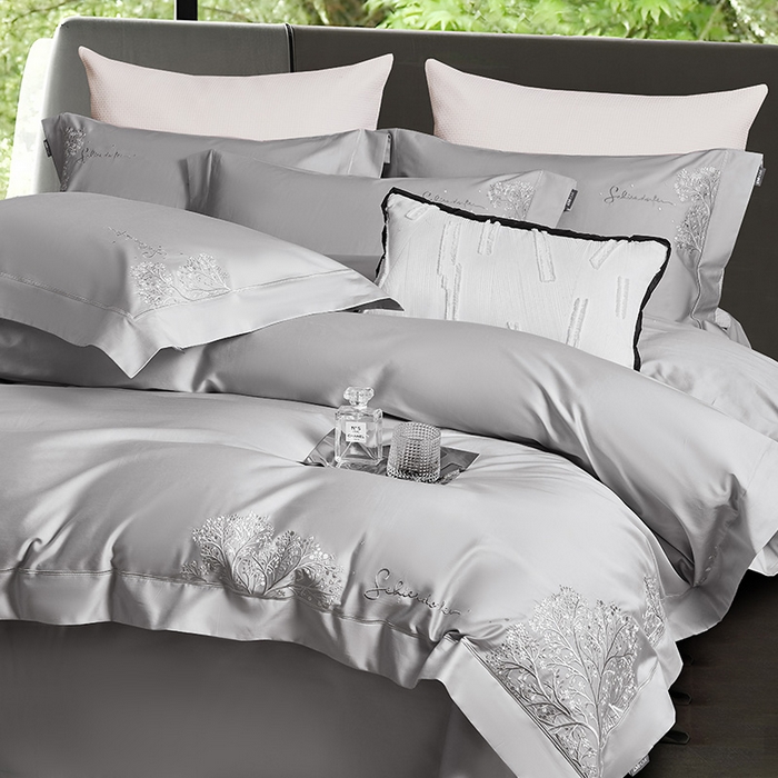 91家纺网 家纺一手货源 找家纺 诗黛尔 2026春夏新款长绒棉刺绣-新洛可可（会员-20） 洛可可 灰色