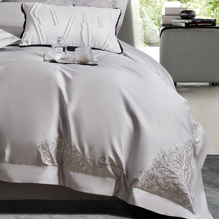 91家纺网 家纺一手货源 找家纺 诗黛尔 2026春夏新款长绒棉刺绣-新洛可可（会员-20） 洛可可 灰色