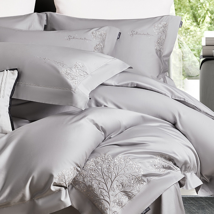 91家纺网 家纺一手货源 找家纺 诗黛尔 2026春夏新款长绒棉刺绣-新洛可可（会员-20） 洛可可 灰色