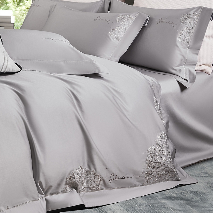 91家纺网 家纺一手货源 找家纺 诗黛尔 2026春夏新款长绒棉刺绣-新洛可可（会员-20） 洛可可 灰色