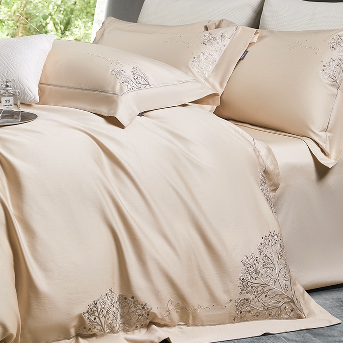 91家纺网 家纺一手货源 找家纺 诗黛尔 2026春夏新款长绒棉刺绣-新洛可可（会员-20） 洛可可 浅黄