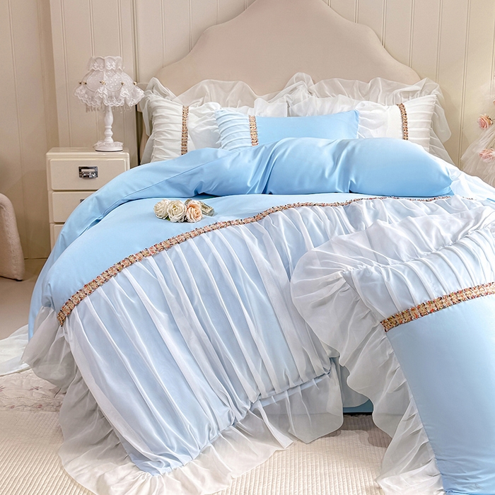 91家纺网 家纺一手货源 找家纺 （总）艾米家居 2026春夏水洗真丝花边款四件套-春漾系列