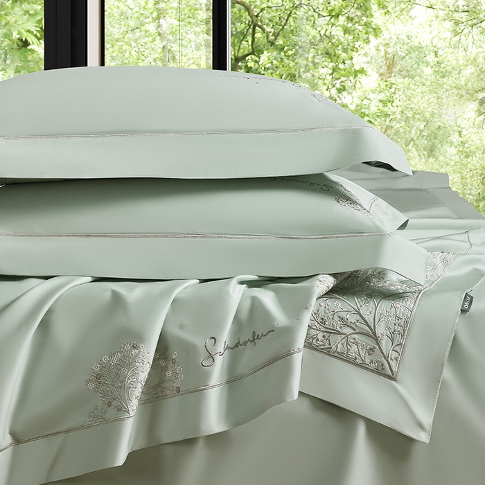 91家纺网 家纺一手货源 找家纺 诗黛尔 2026春夏新款长绒棉刺绣-新洛可可（会员-20） 洛可可 浅绿