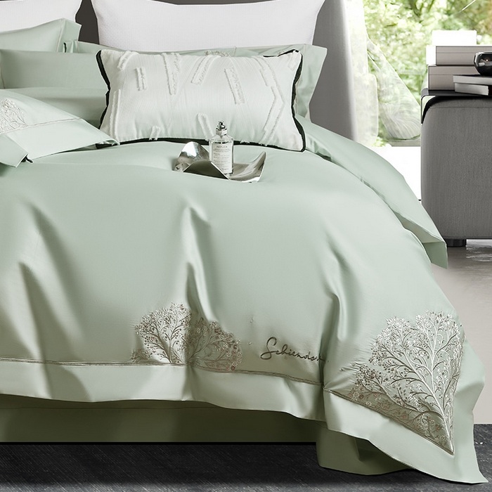 91家纺网 家纺一手货源 找家纺 诗黛尔 2026春夏新款长绒棉刺绣-新洛可可（会员-20） 洛可可 浅绿