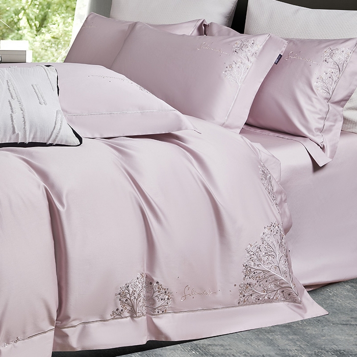 91家纺网 家纺一手货源 找家纺 诗黛尔 2026春夏新款长绒棉刺绣-新洛可可（会员-20） 洛可可 浅紫