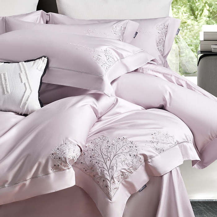 91家纺网 家纺一手货源 找家纺 诗黛尔 2026春夏新款长绒棉刺绣-新洛可可（会员-20） 洛可可 浅紫