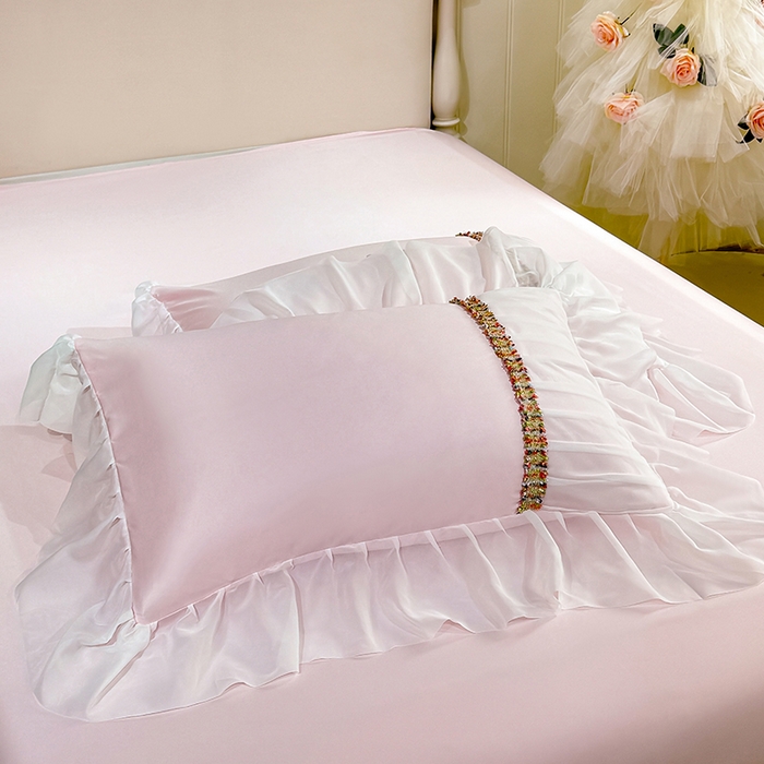 91家纺网 家纺一手货源 找家纺 （总）艾米家居 2026春夏水洗真丝花边款四件套-春漾系列