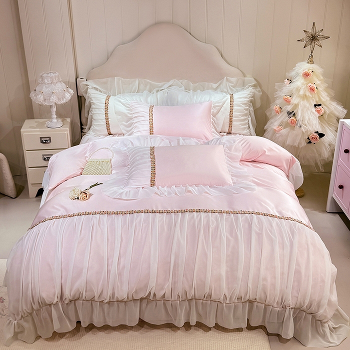 91家纺网 家纺一手货源 找家纺 （总）艾米家居 2026春夏水洗真丝花边款四件套-春漾系列