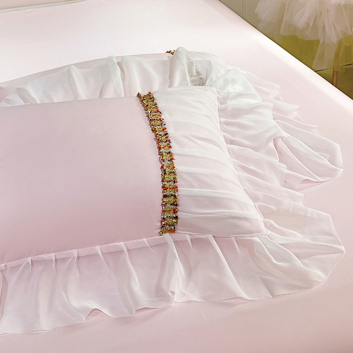 91家纺网 家纺一手货源 找家纺 （总）艾米家居 2026春夏水洗真丝花边款四件套-春漾系列