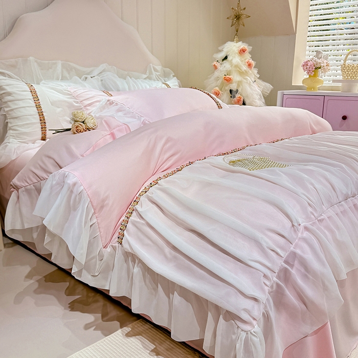 91家纺网 家纺一手货源 找家纺 （总）艾米家居 2026春夏水洗真丝花边款四件套-春漾系列