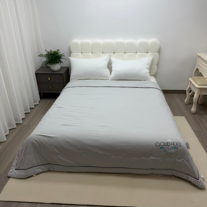 申龙家纺 2026新款云感棉斜条夏被 云雾灰