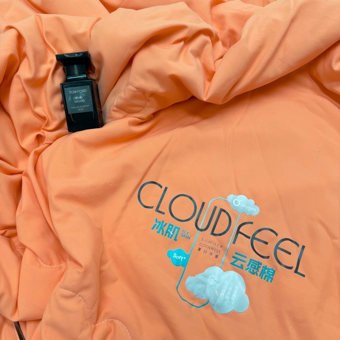 91家纺网 家纺一手货源 找家纺 申龙家纺 2026新款云感棉斜条夏被 暖橘橙