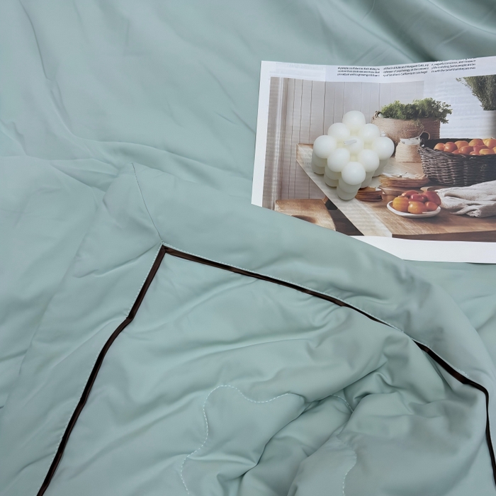 91家纺网 家纺一手货源 找家纺 申龙家纺 2026新款云感棉斜条夏被 薄荷青