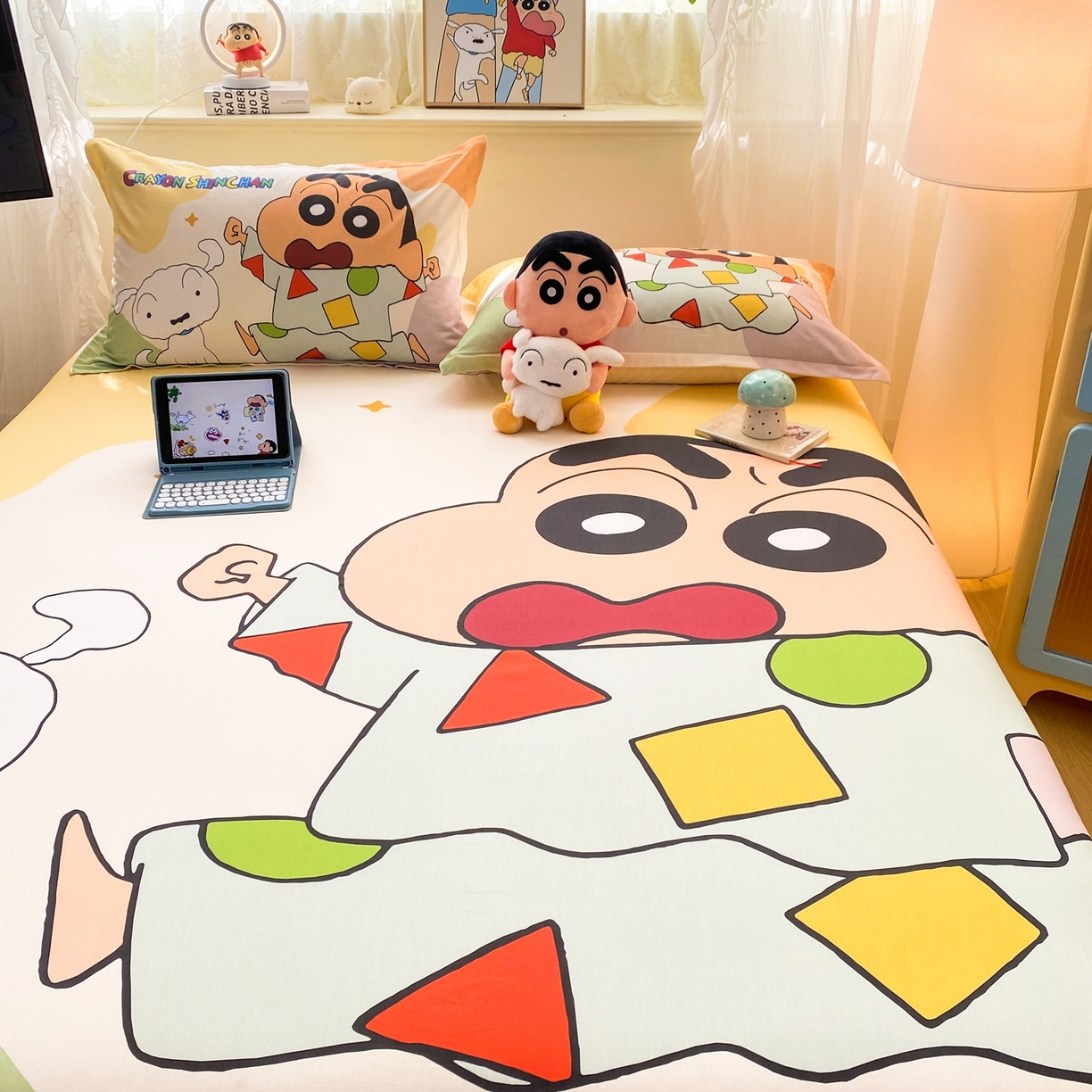 91家纺网 家纺一手货源 找家纺 （总）博雅 2026新款蜡笔小新正版授权全棉纯棉大版床笠单件床笠单品单床笠