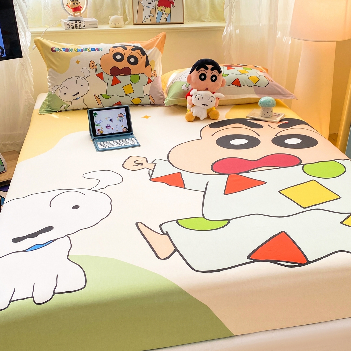 91家纺网 家纺一手货源 找家纺 （总）博雅 2026新款蜡笔小新正版授权全棉纯棉大版床笠单件床笠单品单床笠