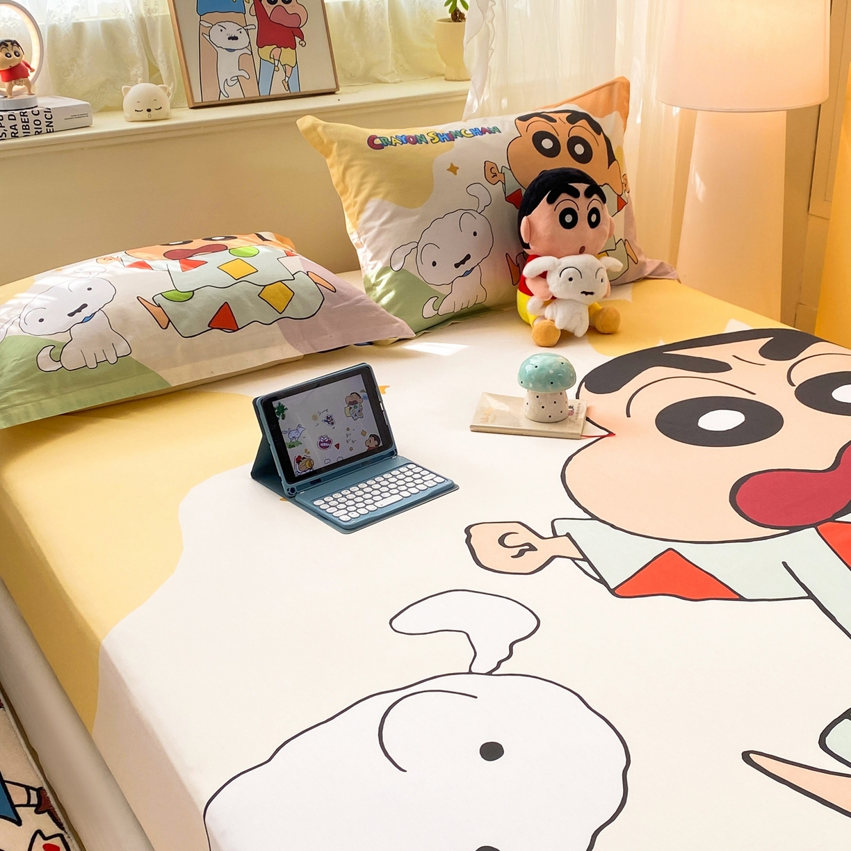 91家纺网 家纺一手货源 找家纺 （总）博雅 2026新款蜡笔小新正版授权全棉纯棉大版床笠单件床笠单品单床笠